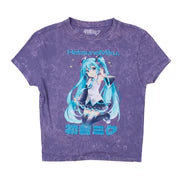 Hatsune Miku Purple Youth Short Sleeve Cropped Tee
