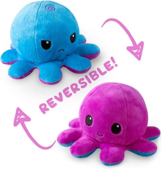 BIG Reversible Octopus Plushie - Happy Purple/Angry Blue