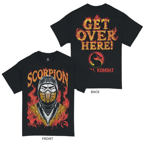 Mortal Kombat - Scorpion Get Over Here Black Adult Short Sleeve Tee