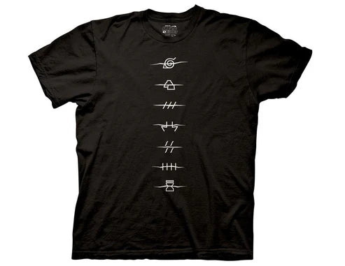 Naruto Shippuden - Anti Village Symbols & Red Cloud Black Adult Short Sleeve Tee